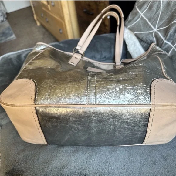 Coach Metallic Silver and Tan Tote Set - Picture 4 of 13